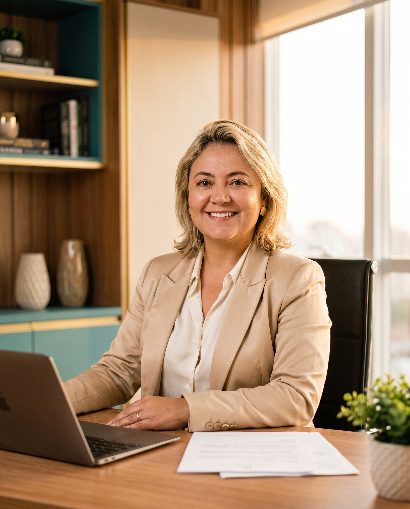 Vanessa Morais, consultora imobiliária, em seu escritório em São José dos Campos